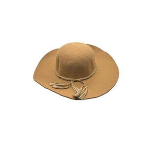 Tan Fedora Hat Vintage Wide Brim Tassel